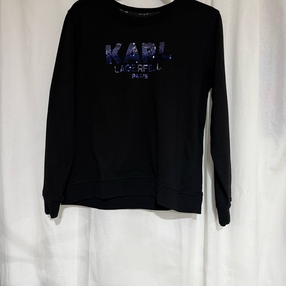 Karl Lagerfeld Paris Pullover Sweatshirt Sequins Black Navy Blue